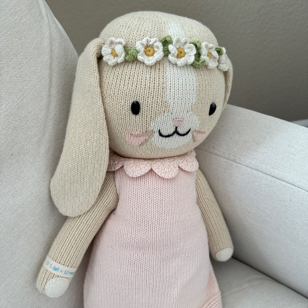 Hannah the Bunny cuddle + kind hand-knit doll